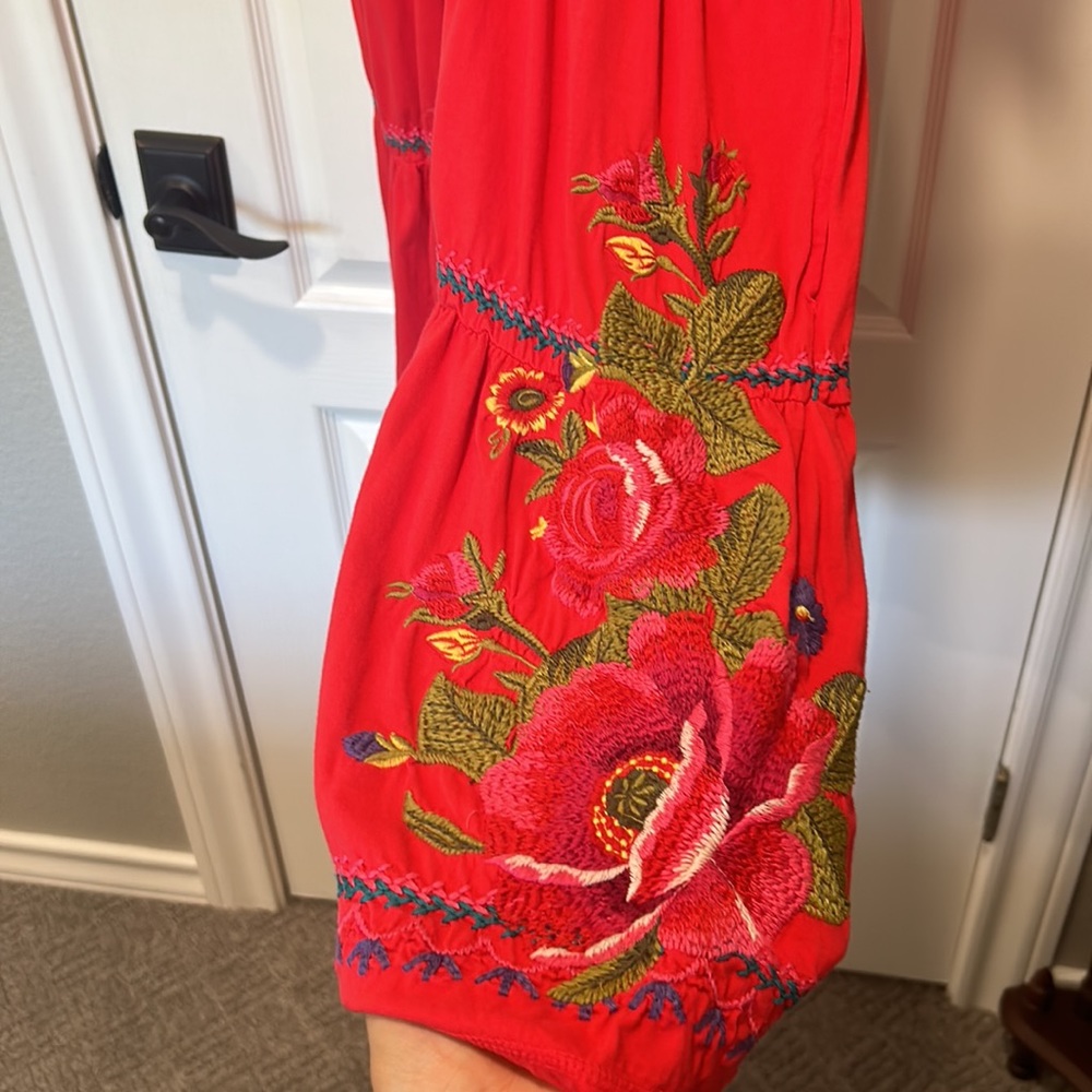Johnny Was LA Red Floral Dress